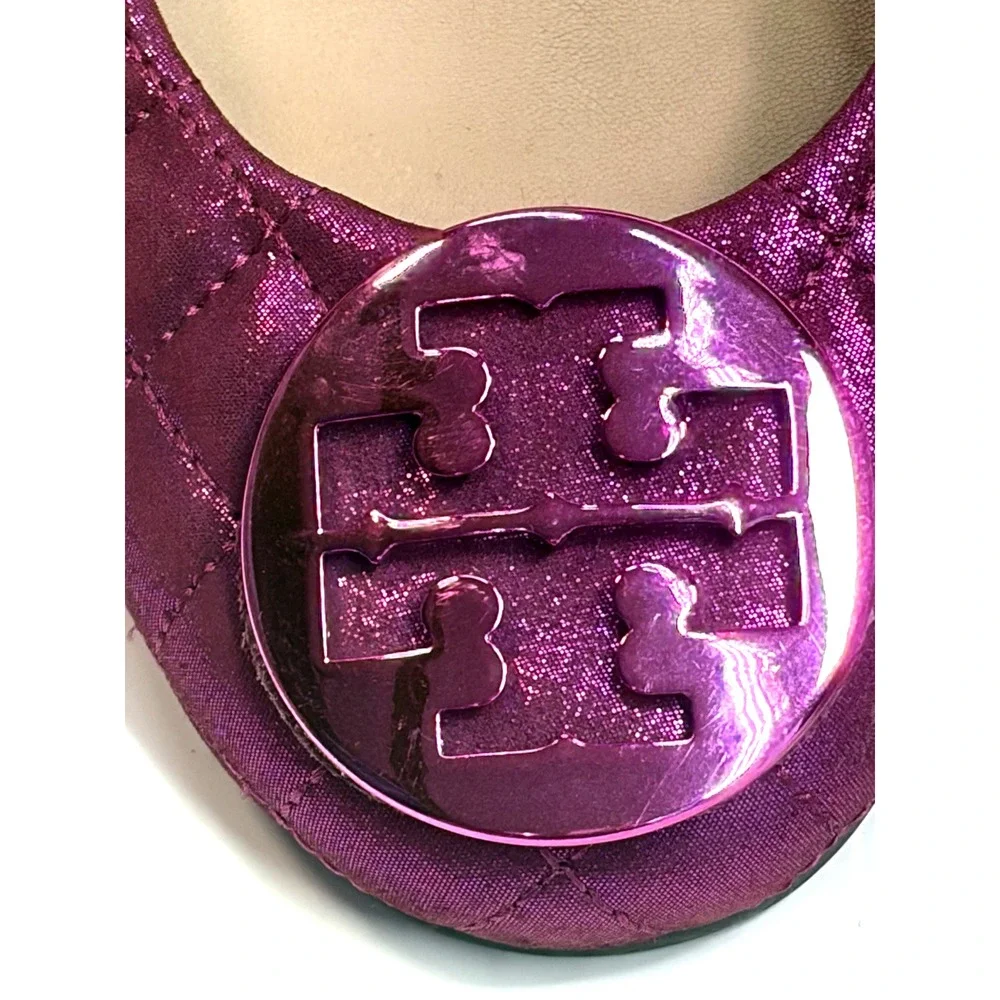 Tory Burch Metallic Pink Quilted Ballet Flats Womens Size 9